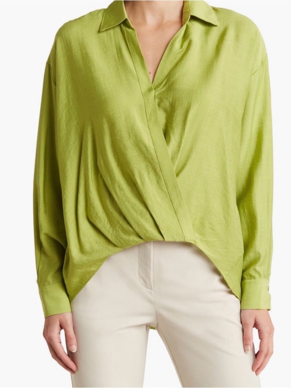 RACHEL Rachel Roy Lime Green Wrap-Front Blouse size M